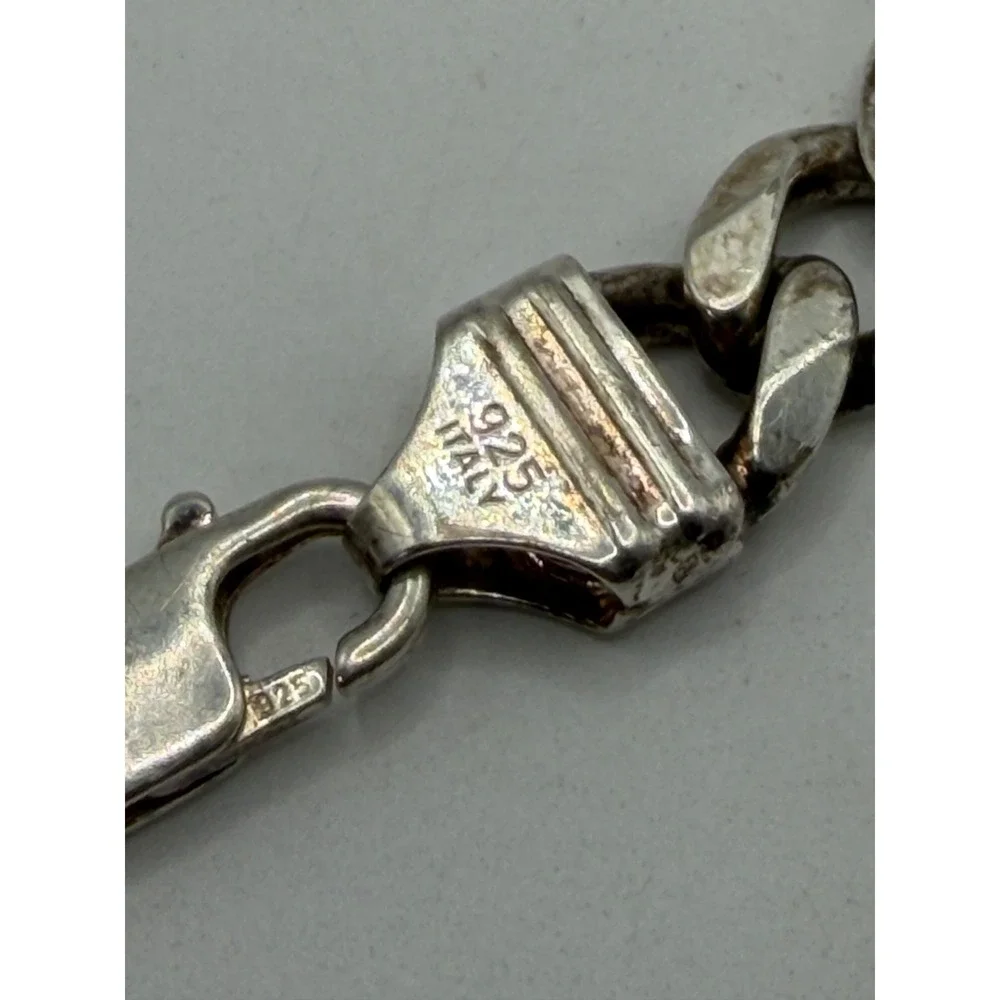 Mens 925 Sterling Silver Curb Link Chain Bracelet 9